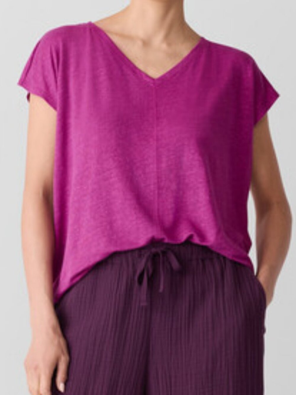 Eileen Fisher Organic Linen Jersey V-Neck Tee